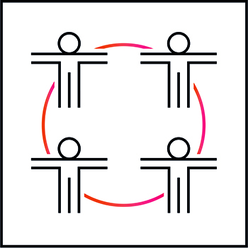 Icon symbolizing various people working towards a common goal (Illustration: Alba de Zanet)